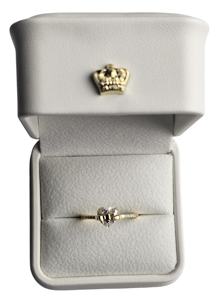 Brilary™ |  GOLD 'HEART & BOW' STERLING SILVER RING